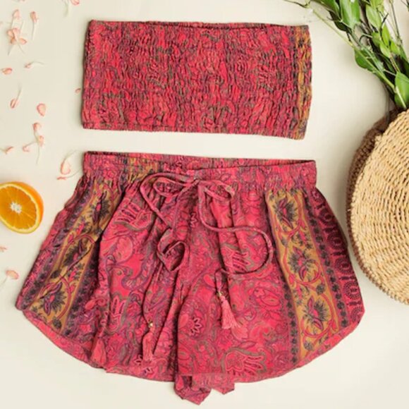 RAGA Pants - Passion Struck Paisley Set – Bandeau Top & Shorts